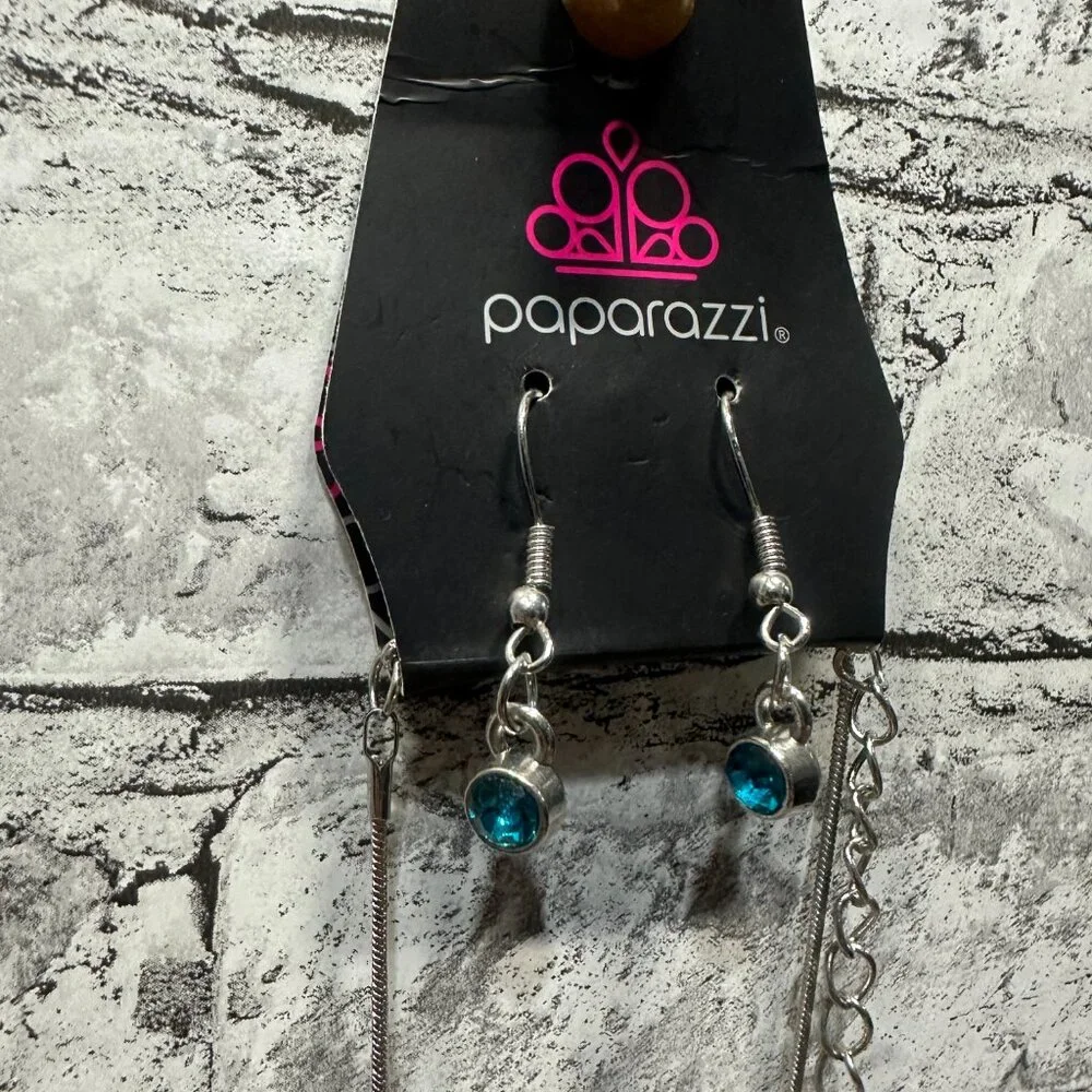 NWT Paparazzi Earring & Necklace Set Turquoise Silver